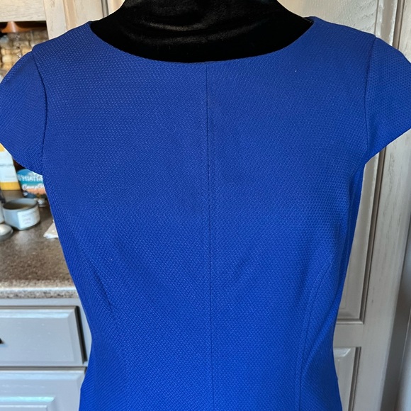 Anne Klein Royal Blue Fit and Flare Cap Sleeve Dress - Picture 2 of 6